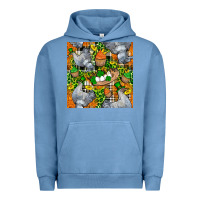 Pigment Pebble Blue St. Patricks Chicken With Cupcake Leopard Urban Hoodie - FaDigitalArtStudio