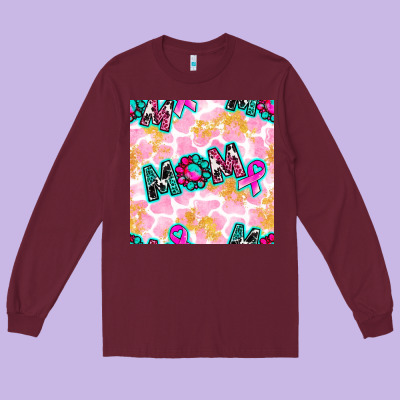 Breast Cancer Awareness Mom With Leopard Patterns Long Sleeve Tee Designed By Bundleandbundleshop