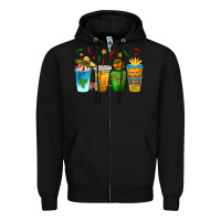 Black Cinco de Mayo Coffee Cups Zipper Hoodie - texasbilliewilder
