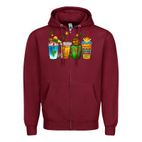 Burgundy Cinco de Mayo Coffee Cups Zipper Hoodie - texasbilliewilder