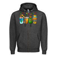 Charcoal Heather Cinco de Mayo Coffee Cups Zipper Hoodie - texasbilliewilder