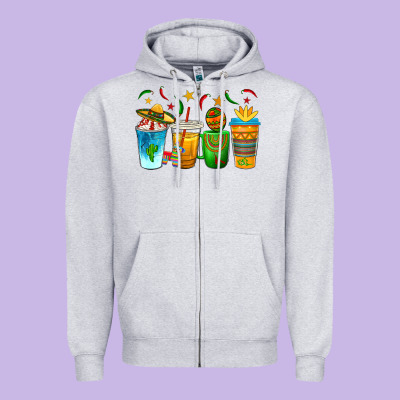 Cinco De Mayo Coffee Cups Zipper Hoodie Designed By Texasbilliewilder