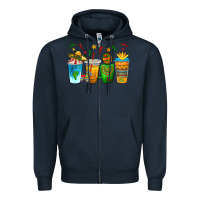 Navy Cinco de Mayo Coffee Cups Zipper Hoodie - texasbilliewilder