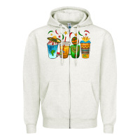 Oatmeal Heather Cinco de Mayo Coffee Cups Zipper Hoodie - texasbilliewilder