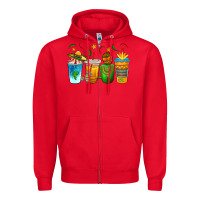 Red Cinco de Mayo Coffee Cups Zipper Hoodie - texasbilliewilder