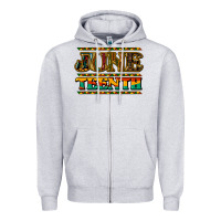 Heather Grey juneteenth Zipper Hoodie - NancyCooperArtShop
