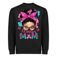 Black Warrior Mom Messy Bun With Flowers Heavyweight Sweatshirt - BundleAndBundleShop