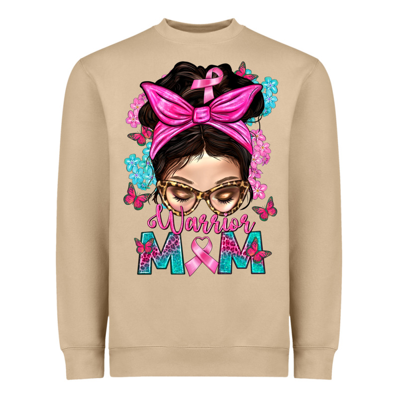 Warrior Mom Messy Bun With Flowers Heavyweight Sweatshirt by BundleAndBundleShop | Teevron