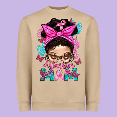 Warrior Mom Messy Bun With Flowers Heavyweight Sweatshirt Designed By Bundleandbundleshop