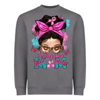 Storm Warrior Mom Messy Bun With Flowers Heavyweight Sweatshirt - BundleAndBundleShop