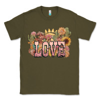 Army Green love horse western floral Classic Tee - NancyCooperArtShop