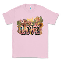 Bubblegum Pink love horse western floral Classic Tee - NancyCooperArtShop