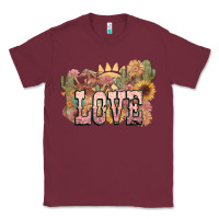 Burgundy love horse western floral Classic Tee - NancyCooperArtShop