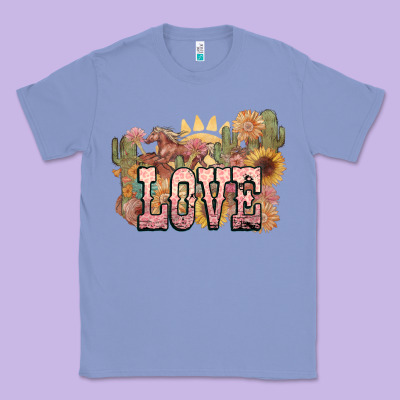 Love Horse Western Floral Classic Tee Designed By Nancycooperartshop