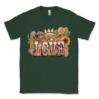 Sports Green love horse western floral Classic Tee - NancyCooperArtShop