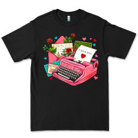 Black pink typewriter and letters Premium Tee - AdoDesignShop