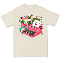 Bone pink typewriter and letters Premium Tee - AdoDesignShop