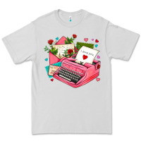 Dove Grey pink typewriter and letters Premium Tee - AdoDesignShop