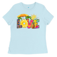 Baby Blue love pineapple Ladies Tee - RanaPortraitStore