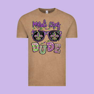 Mardi Gras Dude Vintage Tee Designed By Maliassmallbusiness