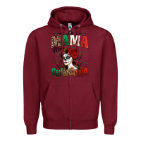 Burgundy La Mama Mas Chingona Zipper Hoodie - texasbilliewilder