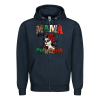 Navy La Mama Mas Chingona Zipper Hoodie - texasbilliewilder