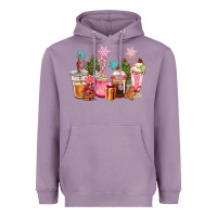Lavender pink christmas coffe cups Heavyweight Hoodie - CowGirlArtShop