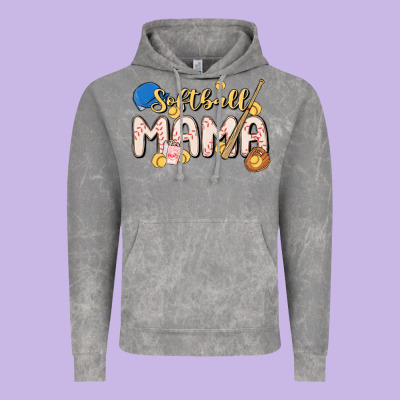 Softball Mama Vintage Hoodie Designed By Maliassmallbusiness