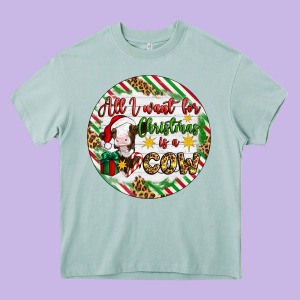 Christmas All I Want For Christmas Is A Cow Heavy Core Tee Designed By Artiststas