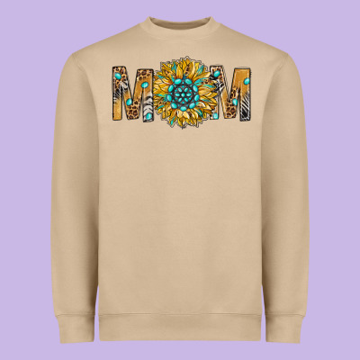 Western Mom With Gemstone And Sunflower Heavyweight Sweatshirt Designed By Bundleandbundleshop