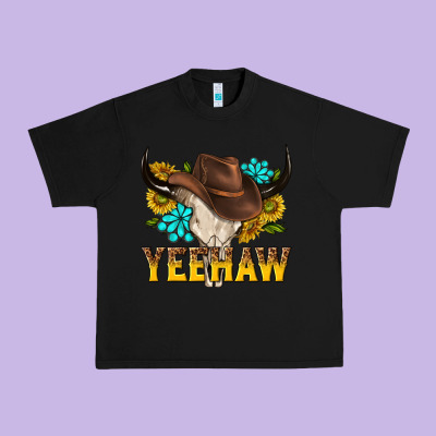 Yeehaw Bull Skull Urban Heavy Tee Designed By Nancycooperartshop