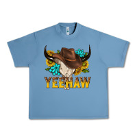 Pebble Blue yeehaw bull skull Urban Heavy Tee - NancyCooperArtShop