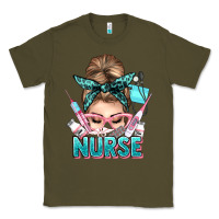 Army Green nurse life messy bun Classic Tee - NancyCooperArtShop