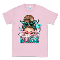 Bubblegum Pink nurse life messy bun Classic Tee - NancyCooperArtShop