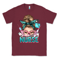 Burgundy nurse life messy bun Classic Tee - NancyCooperArtShop