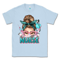 Dusty Blue nurse life messy bun Classic Tee - NancyCooperArtShop