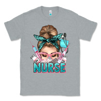 Heather Grey nurse life messy bun Classic Tee - NancyCooperArtShop