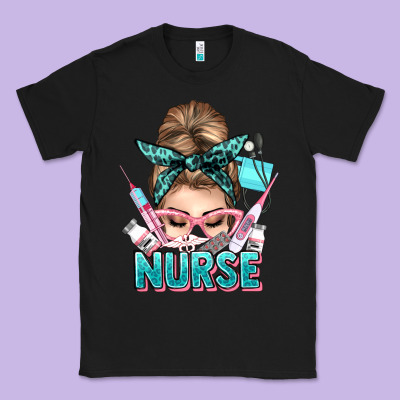 Nurse Life Messy Bun Classic Tee Designed By Nancycooperartshop