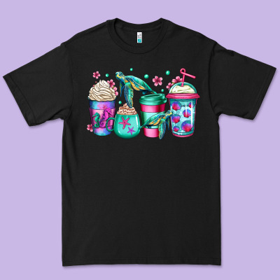 Turtle Coffee Cups Premium Tee Designed By Jasminsmagicworld