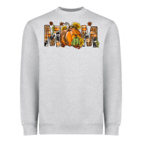 Heather Grey Western Mom With Pumpkins Heavyweight Sweatshirt - BundleAndBundleShop