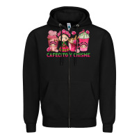 Black Cafecito y Chisme Coffee Cups Zipper Hoodie - texasbilliewilder