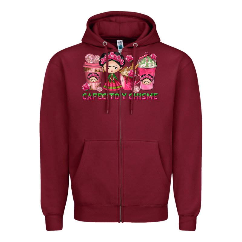 Cafecito Y Chisme Coffee Cups Zipper Hoodie by texasbilliewilder | Teevron
