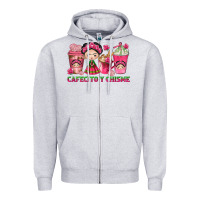 Heather Grey Cafecito y Chisme Coffee Cups Zipper Hoodie - texasbilliewilder