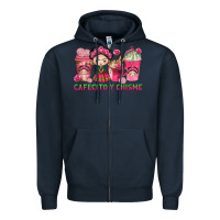 Navy Cafecito y Chisme Coffee Cups Zipper Hoodie - texasbilliewilder