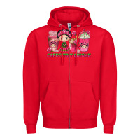 Red Cafecito y Chisme Coffee Cups Zipper Hoodie - texasbilliewilder
