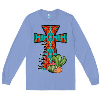 Colony Blue aztec cactus cross Long Sleeve Tee - JahusDesignShop