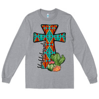 Heather Grey aztec cactus cross Long Sleeve Tee - JahusDesignShop