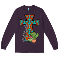 Plum aztec cactus cross Long Sleeve Tee - JahusDesignShop