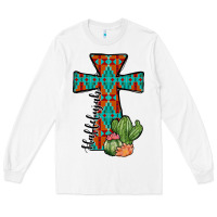 White aztec cactus cross Long Sleeve Tee - JahusDesignShop