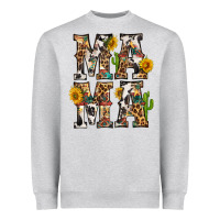 Heather Grey Western Mama With Sunflowers Heavyweight Sweatshirt - BundleAndBundleShop